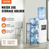 3 Tiers Water Jug Holder Single Row Water Bottle Rack for 3 Bottles Black