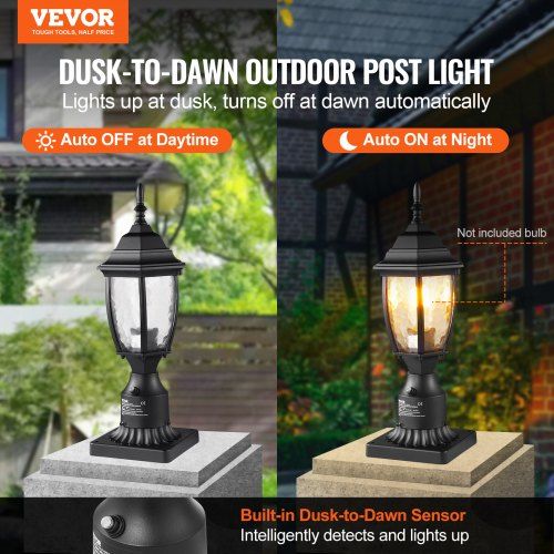 Dusk to Dawn Outdoor Lamp Post Light Fixture 400 mm Pole or Pier Mount