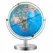 Illuminated World Globe with Stand 228.6 mm Educational Earth Globe with Stable Heavy Metal Base and LED Constellation Night Light HD Printed Map Spinning