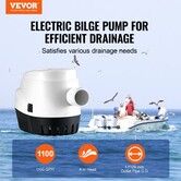 Bilge Pump 1100GPH Automatic Submersible Boat Bilge Water Pump with Float Switch 29 mm Outlet Diameter Small Boat Bilge Pump Marine Electric Bilge Pump