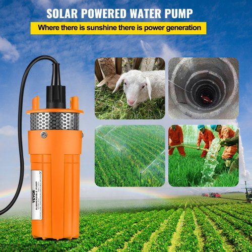 Solar Powered Submersible Pump 24V DC Deep Water Well Pump Submersible Water Pump with 3 m 10 ft Cable for Farm Ranch Household