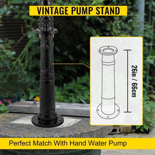 Antique Hand Water Pump Stand Pitcher Pump Stand for Yard Garden Black