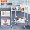 Lab Rolling Cart 2-Shelf Stainless Steel Rolling Cart Lab Serving Cart with Swivel Casters Dental Utility Cart for Clinic Lab Hospital Salon