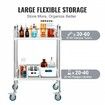 Lab Rolling Cart 2-Shelf Stainless Steel Rolling Cart Lab Serving Cart with Swivel Casters Dental Utility Cart for Clinic Lab Hospital Salon