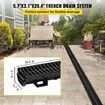 Trench Drain System Channel Drain with Plastic Grate 145x79MM HDPE Drainage Trench Black Plastic Garage Floor Drain 3x39 Trench Drain Grate with 3 End Caps