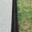 Trench Drain System Channel Drain with Plastic Grate 145x79MM HDPE Drainage Trench Black Plastic Garage Floor Drain 3x39 Trench Drain Grate with 3 End Caps