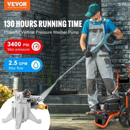 Pressure Washer Pump 22 mm Shaft Vertical 3400 PSI 2.5 GPM Replacement Power Washer Pumps Kit Parts Washer Pump Compatible with Honda Simpson RYOBI