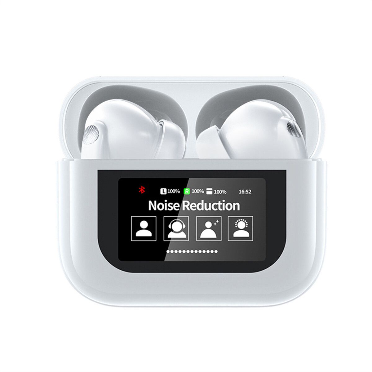 Language Translator Earbuds Real Time Translation Earbuds with 144 Languages Supported,ANC Noise Cancelling,Bluetooth,Smart Touch Screen Housing (White)