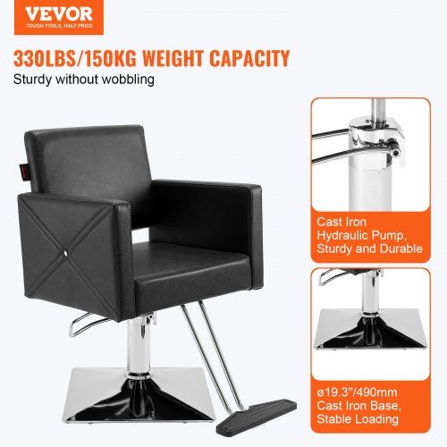 Salon Chair Barber Chair for Hair Stylist Styling Chair with Heavy Duty Hydraulic Pump 360° Swivel Hair Salon Chair with Footrest for Beauty Spa Shampoo Max Load Weight 330 lbs Black