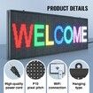 Programmable LED Sign P10 Full Color LED Scrolling Panel DIY Custom Text Animation Pattern Display Board WIFI USB Control Message Shop Sign for Store Business Party Bar Advertising 99x35cm