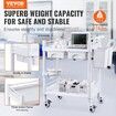 2 Tiers Lab Carts Mobile Medical Cart 2 Trays 2 Drawers 3 Trash Cans White