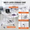 2 Tiers Lab Carts Mobile Medical Cart 2 Trays 2 Drawers 3 Trash Cans White