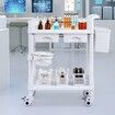 2 Tiers Lab Carts Mobile Medical Cart 2 Trays 2 Drawers 3 Trash Cans White