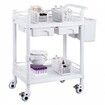 2 Tiers Lab Carts Mobile Medical Cart 2 Trays 2 Drawers 3 Trash Cans White