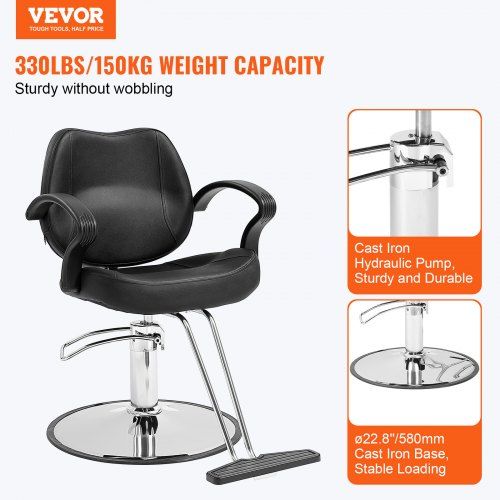 Salon Chair Barber Chair for Hair Stylist Styling Chair with Heavy Duty Hydraulic Pump 360° Swivel Hair Salon Chair with Footrest for Beauty Spa Shampoo Max Load Weight 330 lbs Black