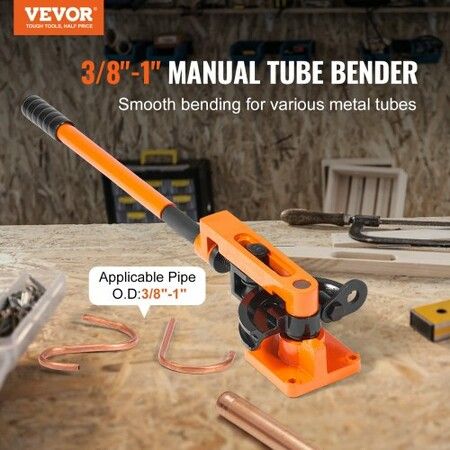 Pipe Tube Bender 3/8" to 1" OD Manual Pipe Tube Bender with 7 Bending Dies 180° Copper Aluminum Pipes Bending Tools for HVAC Air Conditioning Refrigerator Auto Repair
