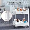 Lab Cart 2 Tiers Stainless Steel Utility Cart Medical Cart with 2 Drawers Rolling Lab Cart White Paint Serving Cart with Swivel Casters for Laboratory Hospital Dental Salon and Beauty