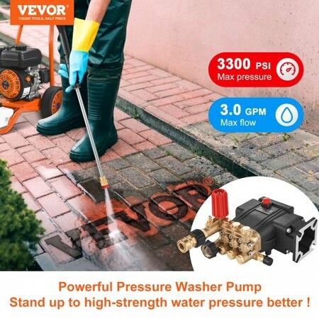 Pressure Washer Pump 19 mm Shaft Horizontal Triplex Plunger 3700 PSI 2.5 GPM Replacement Power Washer Pumps Kit Parts Washer Pump Compatible