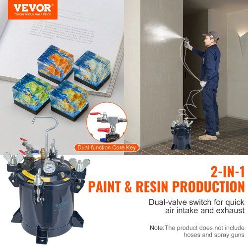 Spray Paint Pressure Pot Tank 10L/2.5gal Resin Pressure Feed Paint Tank
