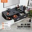 Wall Mount Styling Station Hair Barber Table with 5 Hair Dryer Holders 2 Drawers(One Lockable) Beauty Salon Equipment for SPA Barber Shop