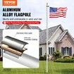 25FT Detachable Flagpole Kit Heavy Duty Aluminum Flag Pole Silver