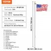 25FT Detachable Flagpole Kit Heavy Duty Aluminum Flag Pole Silver