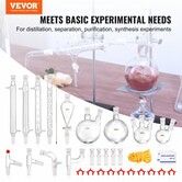 Lab Distillation Kit 3.3 Boro Lab Glassware Distillation Kit w/ 24 40 Joint 1L Essential Oil Distillation Apparatus Kit 32pcs Set of Glassware Equipment