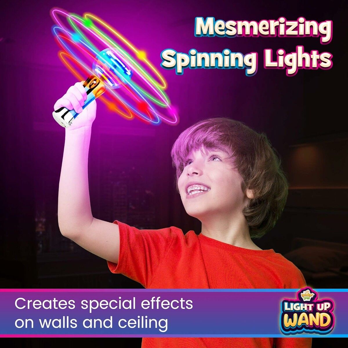 Spinning Light Up Wand for Kids Age 3 to 8, Light Up Spinner Toy, Spinning Globe Toy, Special Needs Sensory Toys for Children