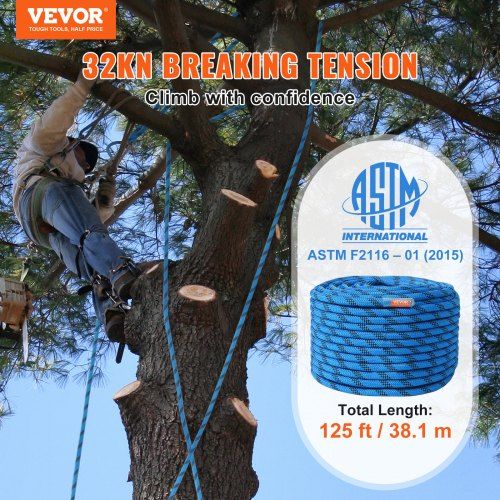 12.7mm Static Climbing Rope 38M(125ft) Outdoor Rock Climbing Rope Blue