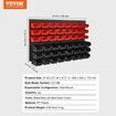 Wall Mounted Storage Bins 48-Bin Parts Rack Organizer Garage Plastic Shop Tool with Wall Panels Tool Organizer for Nuts Bolts Screws Nails Beads Buttons