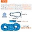 Static Climbing Rope 32 ft Outdoor Rock Climbing Rope 0.4'' /10mm 26KN