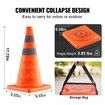 Safety Cones 2 Pack 18 inch Collapsible Traffic Cones Construction Cones with Reflective Collars Wide Base and A Storage Bag for Traffic Control Driving