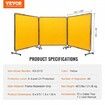 Welding Screen with Frame 3 Panel 6' x 6' Welding Curtain Screen 12 Wheels