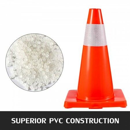20Pack 18\" Traffic Cones Safety Road Parking Cones PVC Base Orange Traffic Cone with Reflective Collars Hazard Construction Cones for Home Traffic Parking