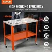 36" x 18" Welding Table 1200lbs Load Capacity Steel Welding Workbench Table on Wheels Portable Work Bench with Braking Lockable Casters 4 Tool Slots