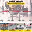 Crowd Control Stanchion Set of 6 Pieces Stanchion Set Stanchion Set with 2 m Red Retractable Belt Crowd Control Barrier with Rubber Base