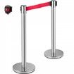 Crowd Control Stanchion Set of 6 Pieces Stanchion Set Stanchion Set with 2 m Red Retractable Belt Crowd Control Barrier with Rubber Base