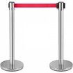 Crowd Control Stanchion Set of 6 Pieces Stanchion Set Stanchion Set with 2 m Red Retractable Belt Crowd Control Barrier with Rubber Base