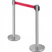 Crowd Control Stanchion Set of 6 Pieces Stanchion Set Stanchion Set with 2 m Red Retractable Belt Crowd Control Barrier with Rubber Base