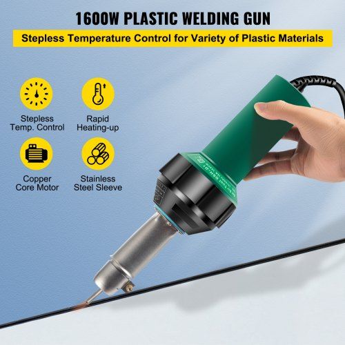 Roofing Welder PVC Welding Gun 6 pcs 1600W 220V Welding Tool Kit w/ Case