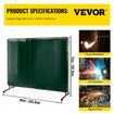 Welding Curtain Welding Screens 6' x 8' Flame Retardant Vinyl with Frame Green