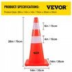 Safety Cones 28 in/73 cm Height 10 PCS PVC Orange Traffic Cone with 2 Reflective Collars and Weighted Base Used for Traffic Control Driveway Road Parking