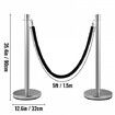 Crowd Control Stanchion Set of 2 Pieces Stanchion Set Stanchion Set with 5 ft/1.5 m Black Velvet Rope Silver Crowd Control Barrier