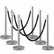 Crowd Control Stanchion Set of 2 Pieces Stanchion Set Stanchion Set with 5 ft/1.5 m Black Velvet Rope Silver Crowd Control Barrier