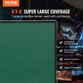 Welding Screen with Frame 6' x 8' Welding Curtain Screen on 4 Wheels Green