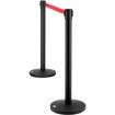 Crowd Control Stanchions 2-Pack Crowd Control Barriers Carbon Steel Baking Painted Stanchion Queue Post with 11FT Red Retractable Belt Belt Barriers