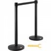 Crowd Control Stanchions 2-Pack Crowd Control Barriers Carbon Steel Baking Painted Stanchion Queue Post with 11FT Black Retractable Belt Belt Barriers