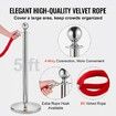 Stanchion Post with Velvet Rope 4-Pack Crowd Control Stanchion with 2PCS 5FT Red Velvet Ropes Stainless Steel Queue Barrier Line Divider with Base Ball Top