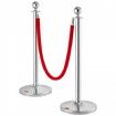 Stanchion Post with Velvet Rope 4-Pack Crowd Control Stanchion with 2PCS 5FT Red Velvet Ropes Stainless Steel Queue Barrier Line Divider with Base Ball Top