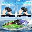 2.4GHz Racing Boat with LED Lights for Seas, Pools & Lakes, Speed Boat Toy for Boys & Girls (Green)